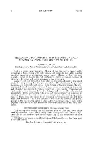 Geological Description and Effects of Strip Mining on Coal Overburden Material1