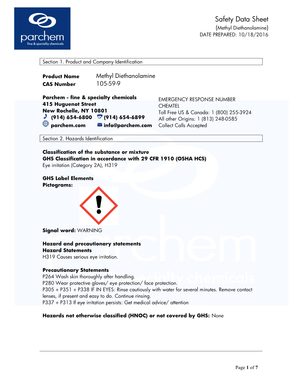 GHS Methyl Diethanolamine MSDS.Pdf