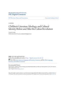 Children's Literature, Ideology, and Cultural Identity Before and After the Cuban Revolution Zeila M