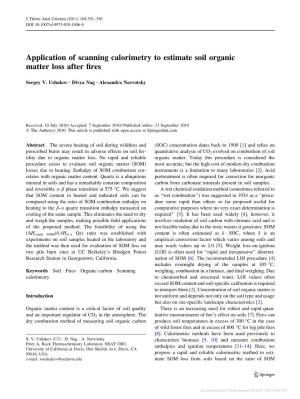 Application of Scanning Calorimetry to Estimate Soil Organic Matter Loss After ﬁres