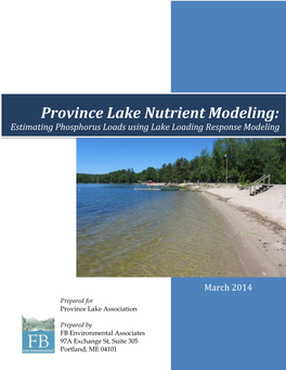 Province Lake Nutrient Modeling: Estimating Phosphorus Loads Using Lake Loading Response Modeling