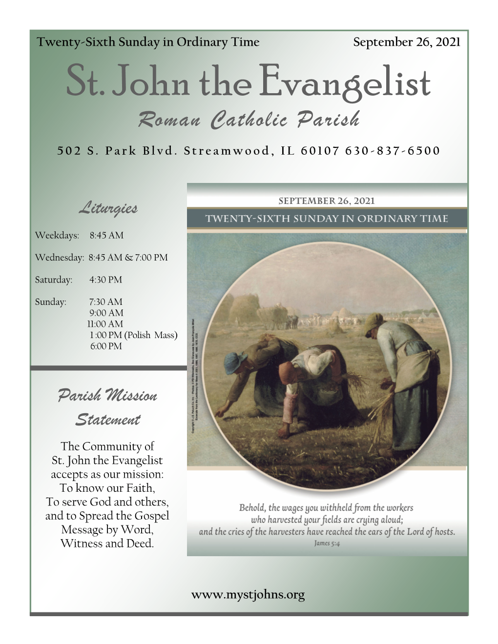 St. John the Evangelist Roman Catholic Parish 502 S
