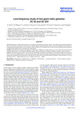 Low-Frequency Study of Two Giant Radio Galaxies: 3C 35 and 3C 223