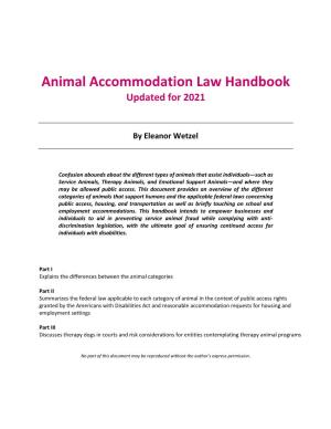 Animal Accommodation Law Handbook Updated for 2021