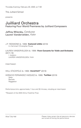 Juilliard Orchestra Featuring Four World Premieres by Juilliard Composers