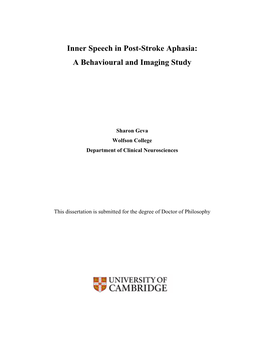 Inner Speech in Post-Stroke Aphasia: a Behavioural and Imaging Study