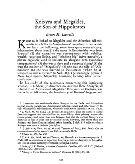 Koisyra and Megakles, the Son of Hippokrates , Greek, Roman and Byzantine Studies, 30:4 (1989) P.503