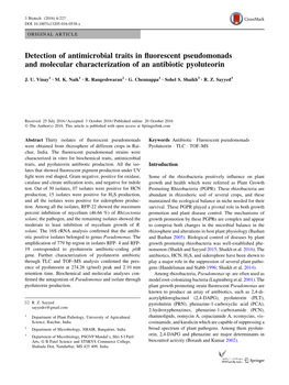Detection of Antimicrobial Traits in Fluorescent Pseudomonads And