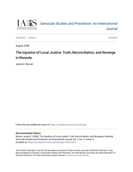 Truth, Reconciliation, and Revenge in Rwanda