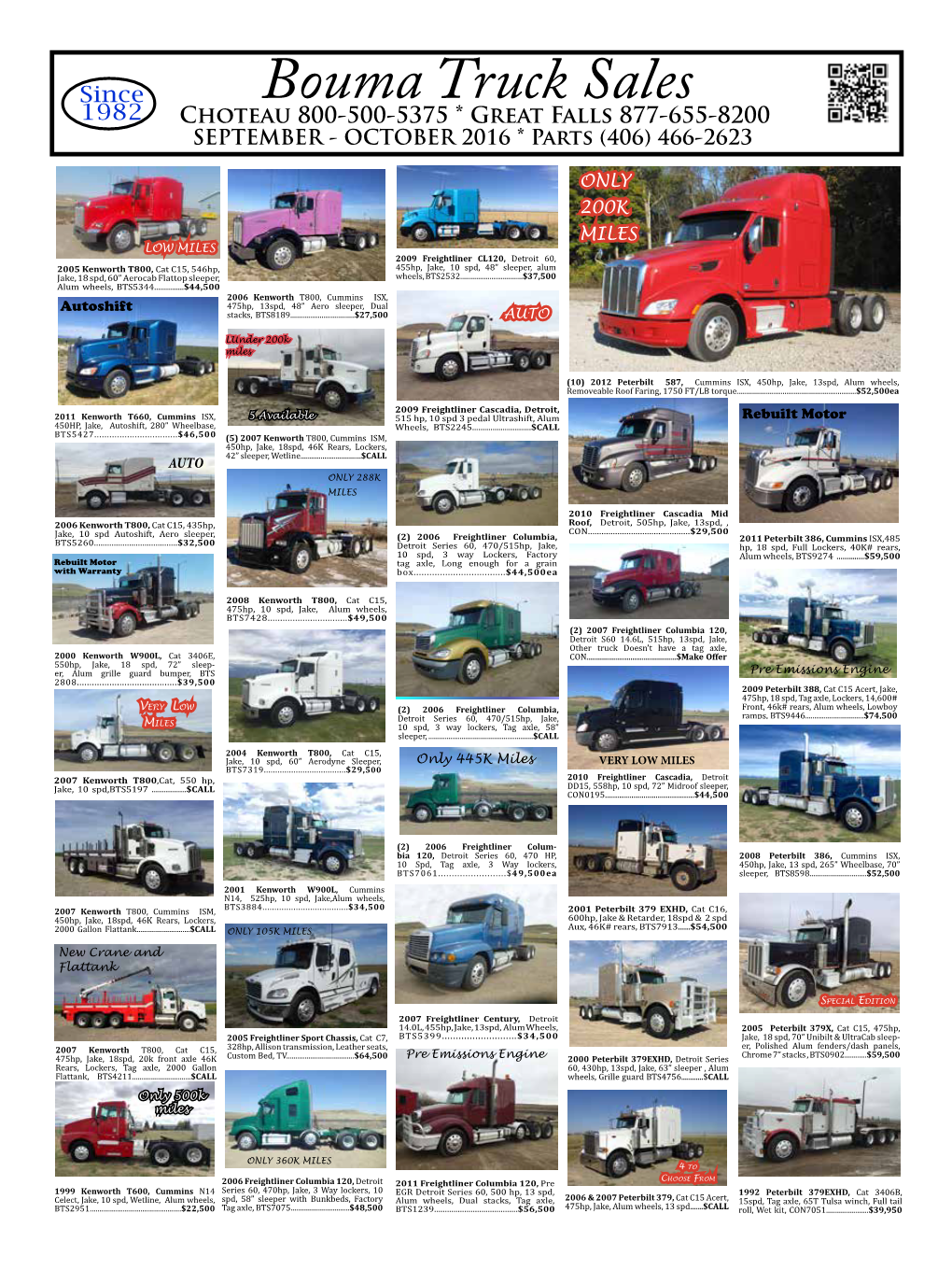 Bouma Truck Sales Choteau 800-500-5375 * Great Falls 877
