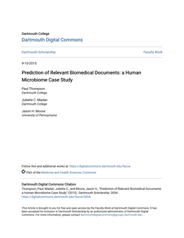 Prediction of Relevant Biomedical Documents: a Human Microbiome Case Study