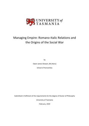 Romano-Italic Relations and the Origins of the Social War