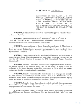 Resolution No. 2016-126 Resolution of the Mayor