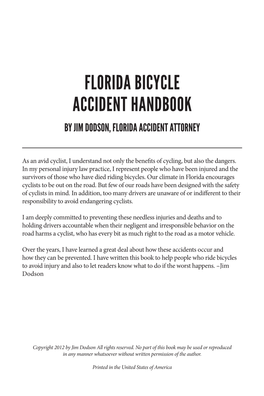 Florida Bicycle Accident Handbook by Jim Dodson, Florida Accident Attorney