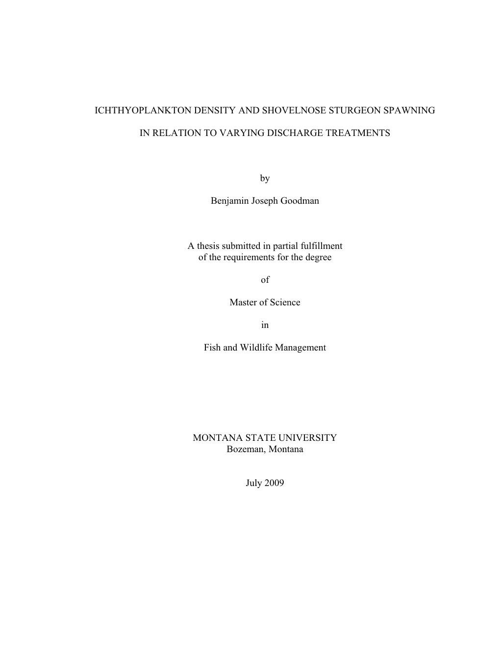 Ichthyoplankton Density and Shovelnose Sturgeon Spawning