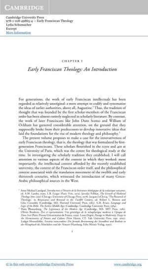 Early Franciscan Theology: an Introduction