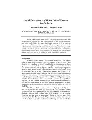 Social Determinants of Urban Indian Women's Health Status