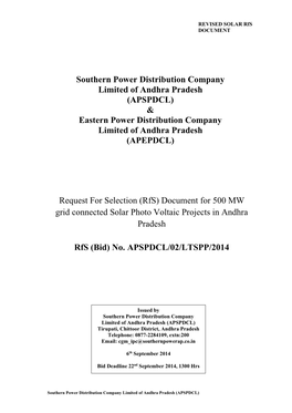 Southern Power Distribution Company Limited of Andhra Pradesh (APSPDCL) & Eastern Power Distribution Company Limited of Andhra Pradesh (APEPDCL)