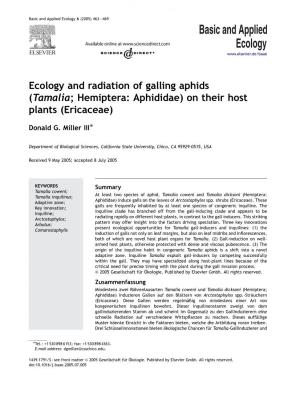 Ecology and Radiation of Galling Aphids (Tamalia; Hemiptera: Aphididae) on Their Host Plants (Ericaceae)