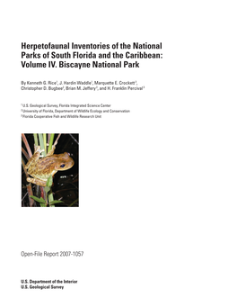 Herpetofaunal Inventories of the National Parks of South Florida and the Caribbean: Volume IV