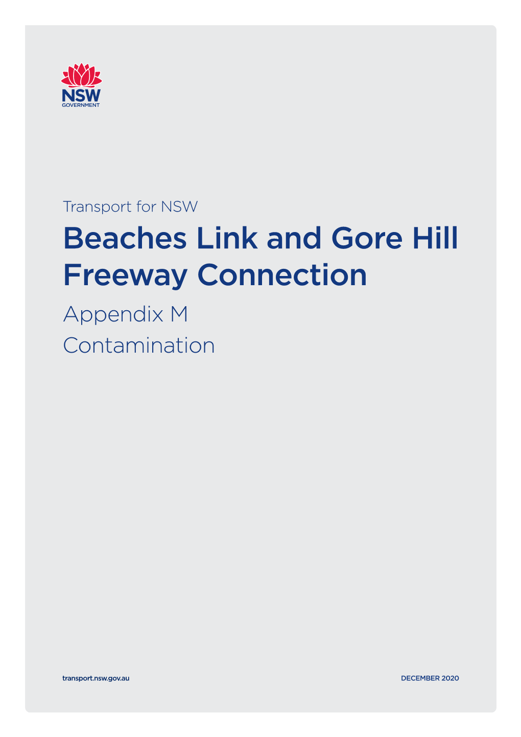 Beaches Link and Gore Hill Freeway Connection Appendix M Contamination