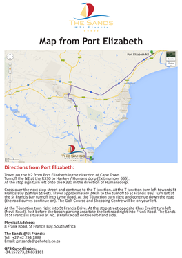 Map from Port Elizabeth