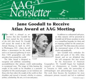 Jane Goodall to Receive Atlas Award at AAG Meeting Explore The