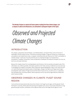 Observed and Projected Climate Changes