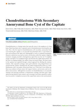 Chondroblastoma with Secondary Aneurysmal Bone Cyst of the Capitate