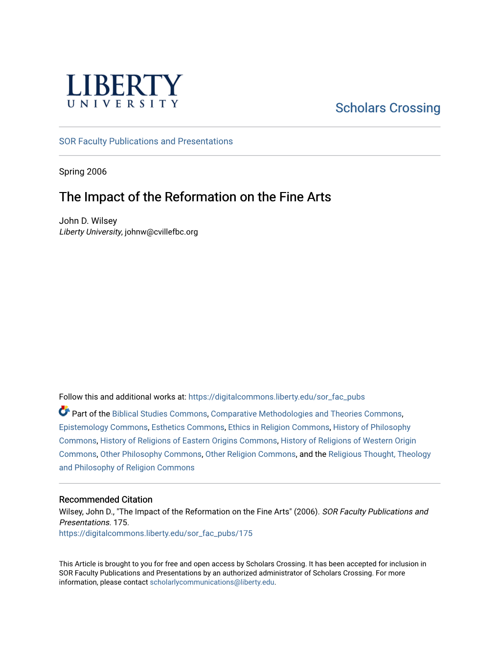 The Impact of the Reformation on the Fine Arts