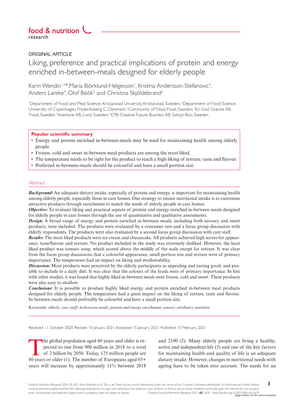 Food & Nutrition Research