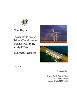 Lower Brule Sioux Tribe Wind-Pumped Storage Feasibility Study Project