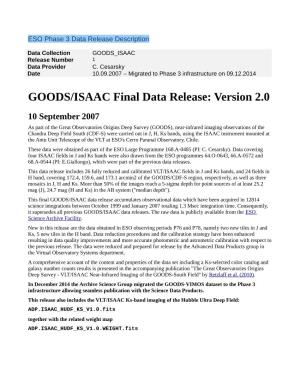 GOODS/ISAAC Final Data Release: Version 2.0