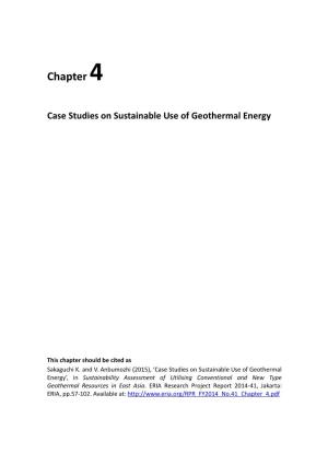 Chapter 4. Case Studies on Sustainable Use of Geothermal