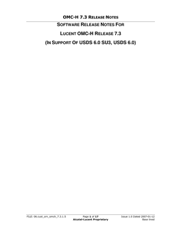 Software Release Notes for Lucent Omc-H Release