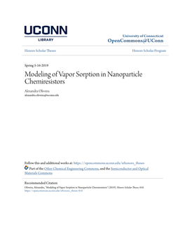 Modeling of Vapor Sorption in Nanoparticle Chemiresistors Alexandra Oliveira Alexandra.Oliveira@Uconn.Edu