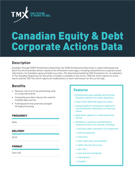 Canadian Equity & Debt Corporate Actions Data