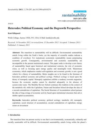 Heterodox Political Economy and the Degrowth Perspective