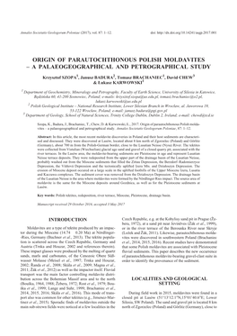 Origin of Parautochthonous Polish Moldavites – a Palaeogeographical and Petrographical Study