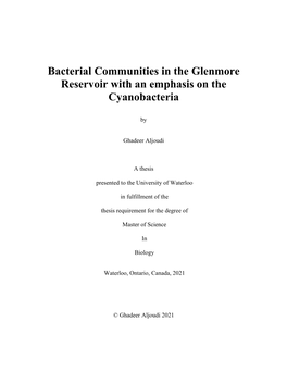 Bacterial Communities in the Glenmore Reservoir with an Emphasis on the Cyanobacteria