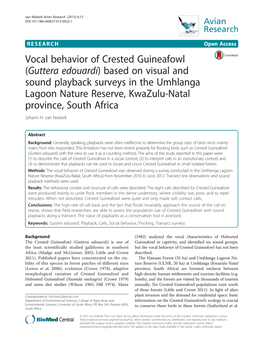 Vocal Behavior of Crested Guineafowl (Guttera Edouardi) Based on Visual