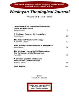 Wesleyan Theological Journal