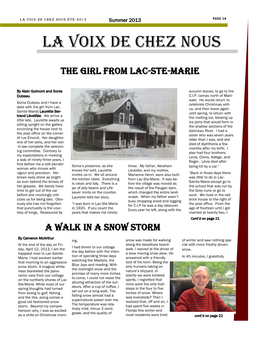 LA VOIX DE CHEZ NOUS ÉTÉ - 2 01 3 Summer 2013 PAGE 16 La Voix De Chez Nous