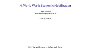 4. World War I: Economic Mobilization