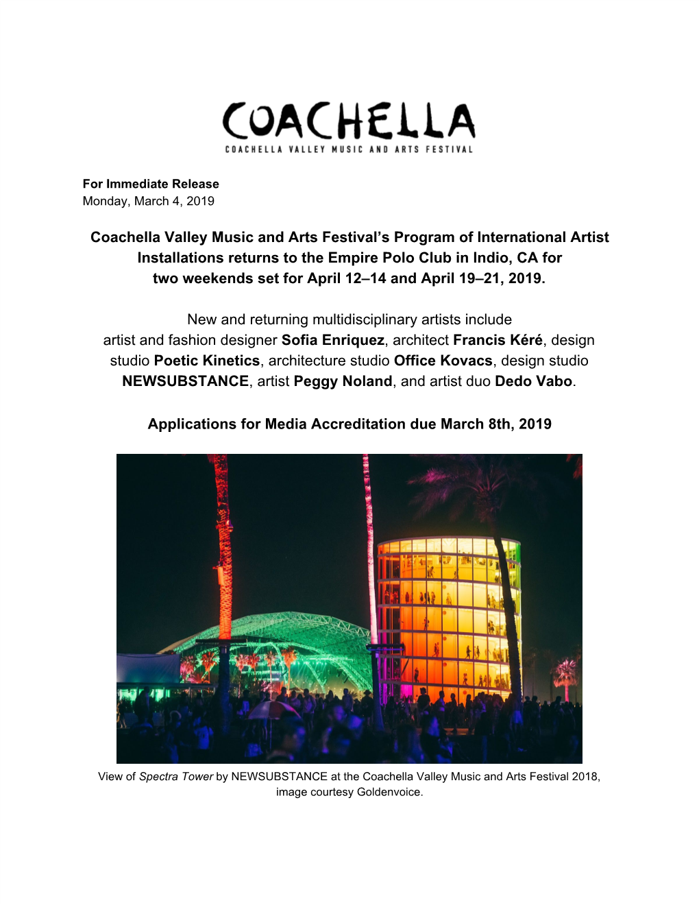 Coachella Valley Music and Arts Festival's Program of International