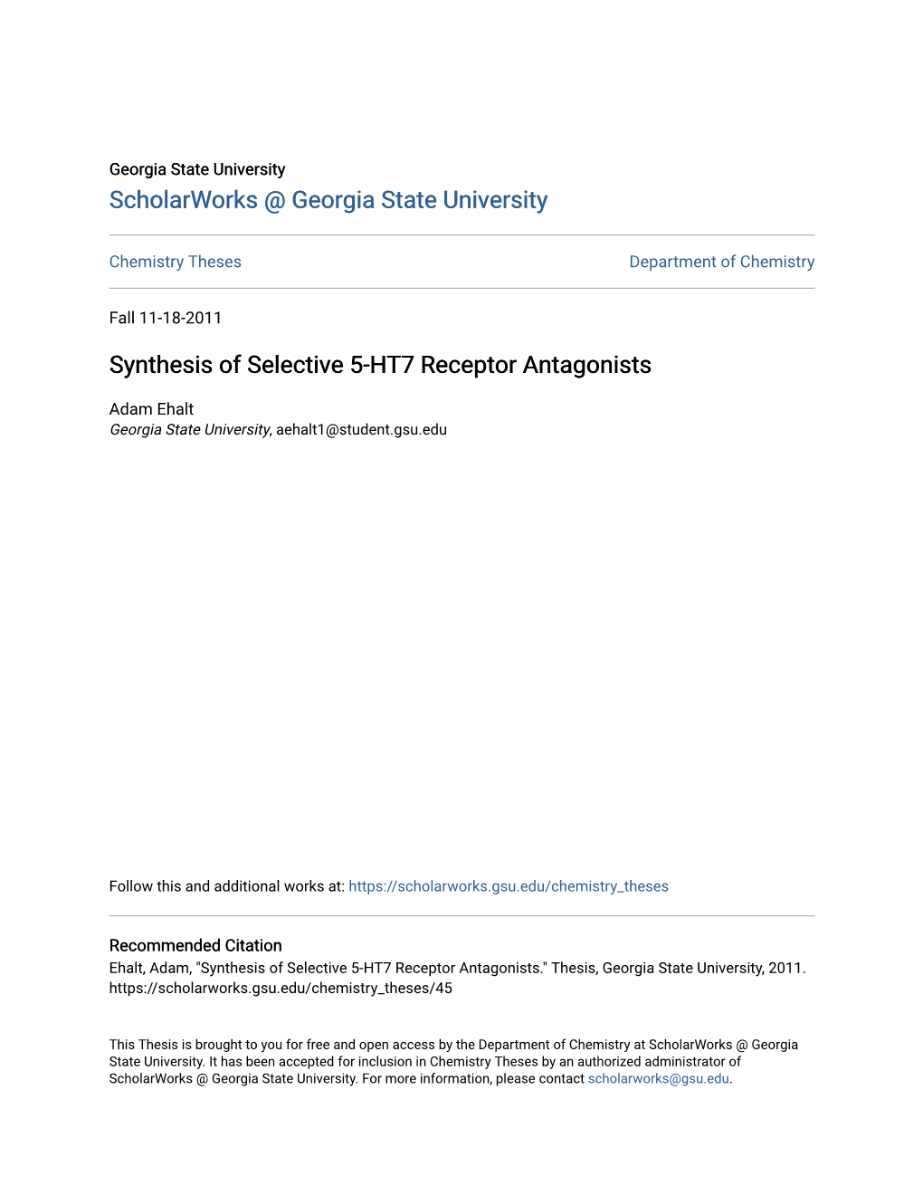 Synthesis of Selective 5-HT7 Receptor Antagonists