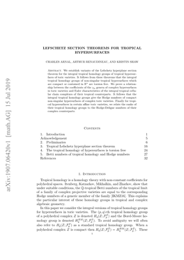 Lefschetz Section Theorems for Tropical Hypersurfaces