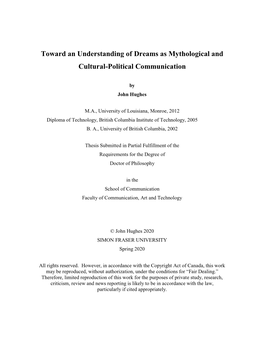 Toward an Understanding of Dreams As Mythological and Cultural-Political Communication