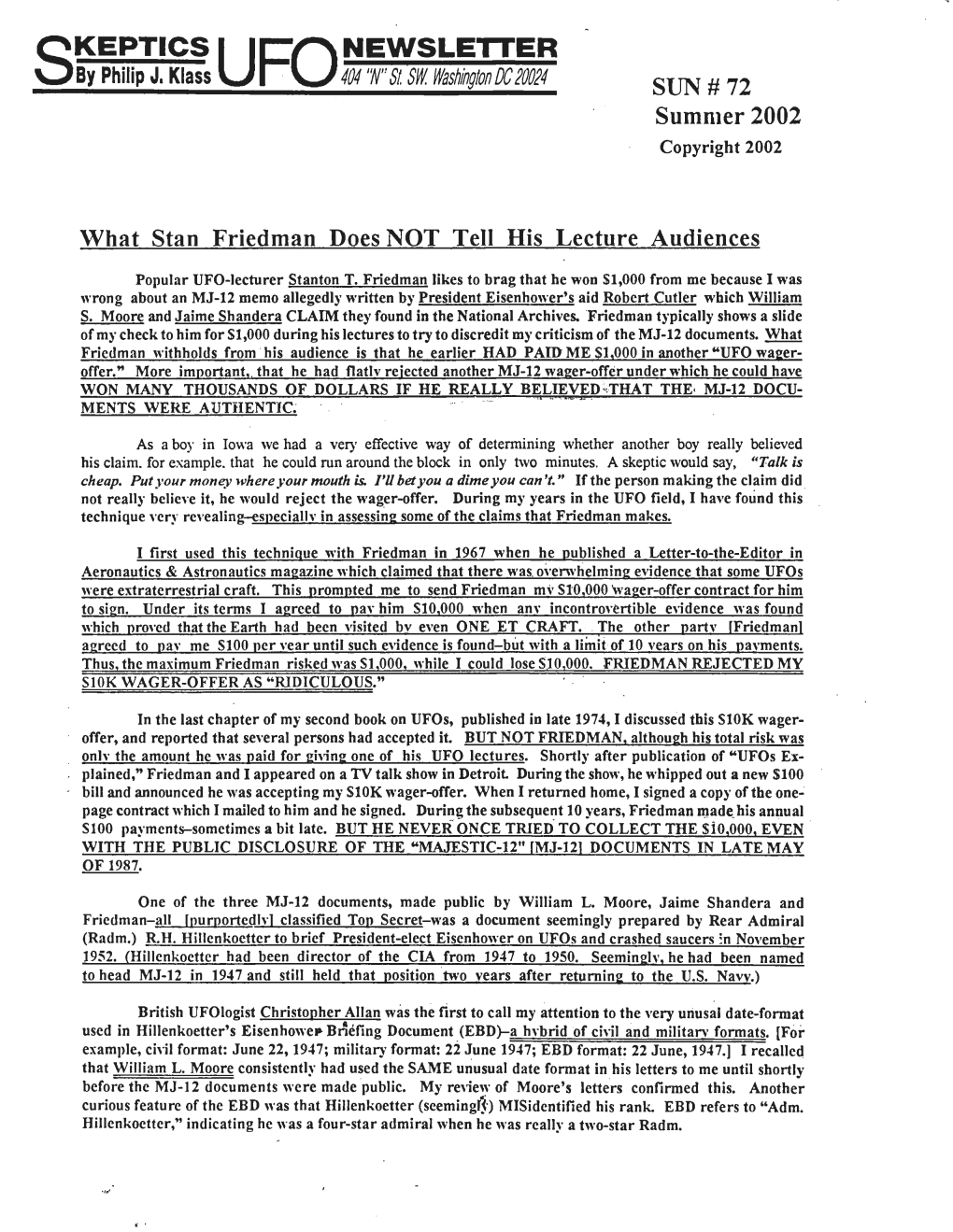 Skeptics UFO Newsletter -2- Summer2002