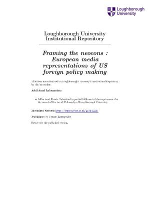 European Media Representations of US Foreign Policy Making